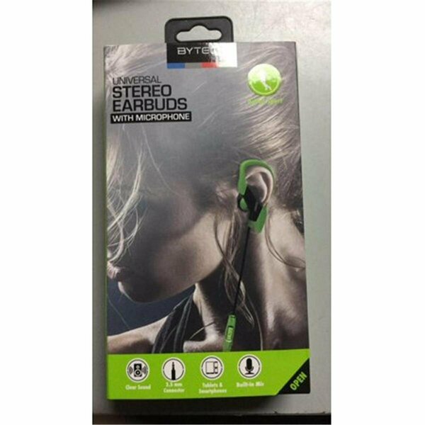 Bytech Sport Earbuds with Mic, Green BY566874